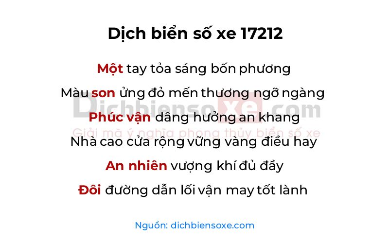 Dịch thơ biển số 17212