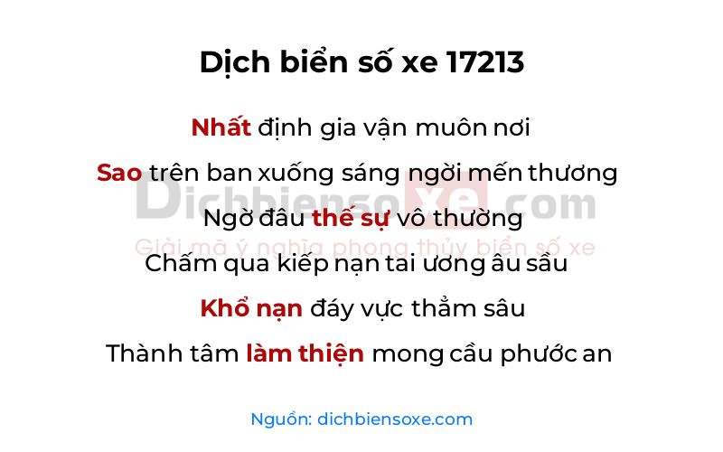 Dịch thơ biển số 17213