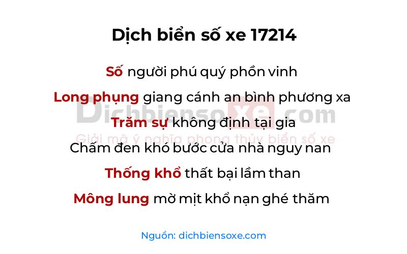 Dịch thơ biển số 17214