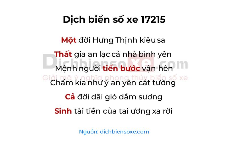 Dịch thơ biển số 17215