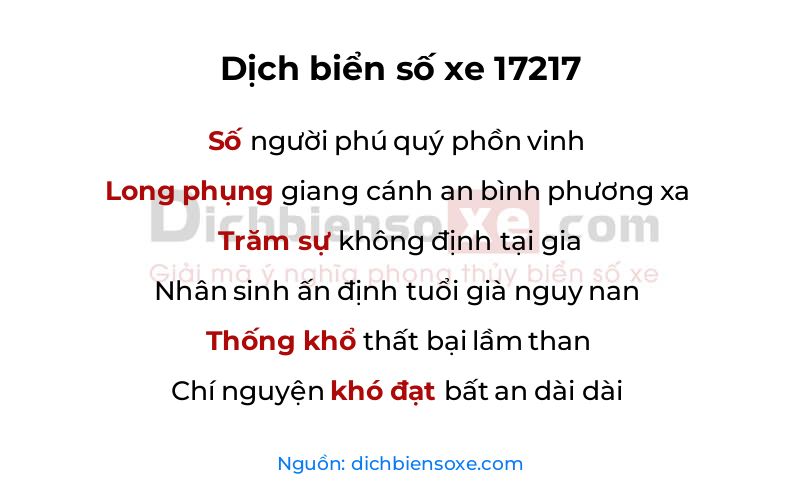Dịch thơ biển số 17217