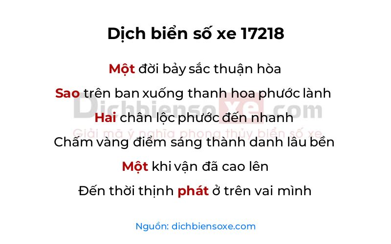 Dịch thơ biển số 17218