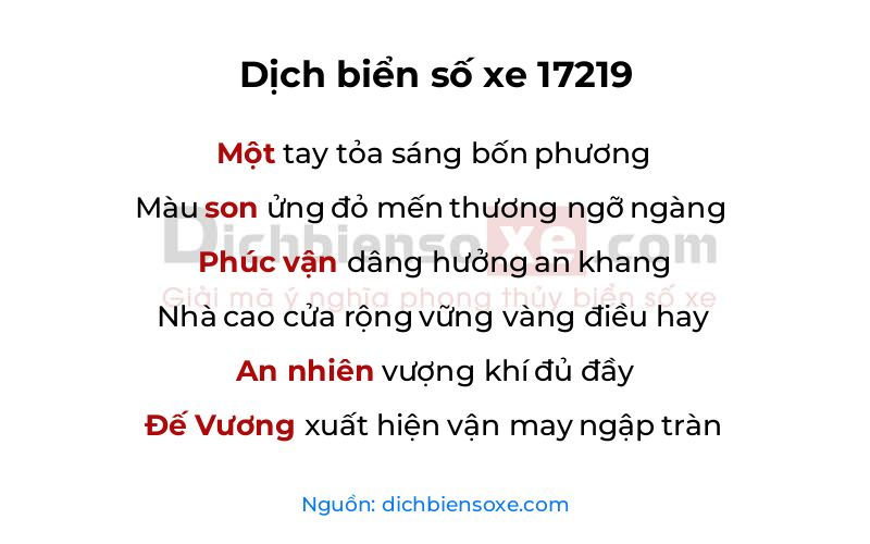 Dịch thơ biển số 17219