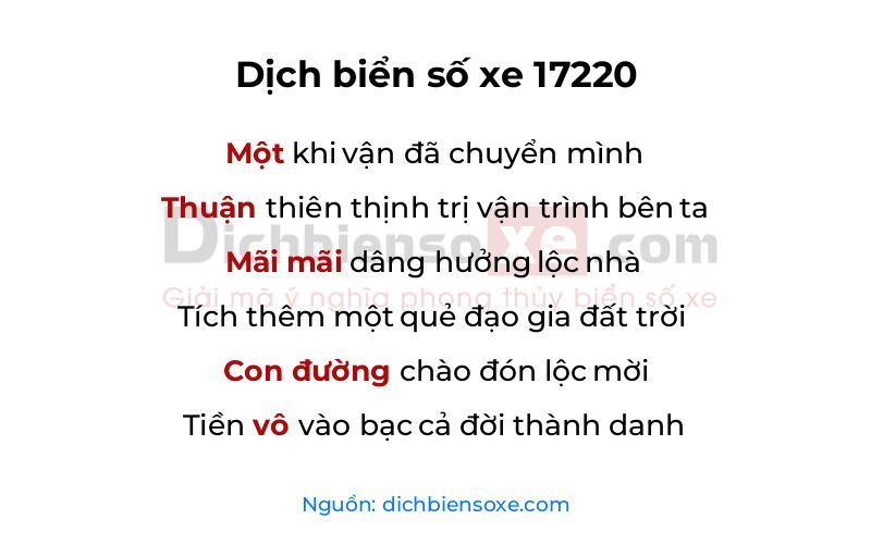Dịch thơ biển số 17220