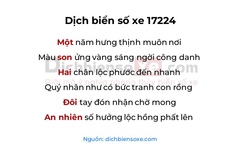 Dịch thơ biển số 17224