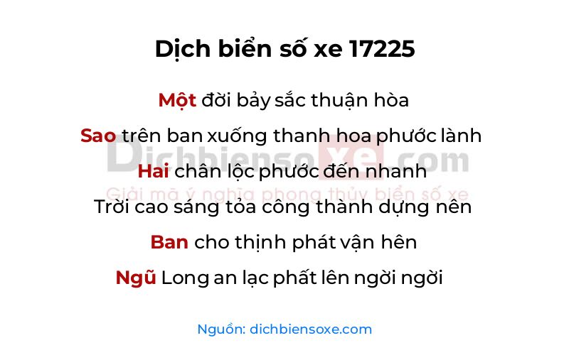 Dịch thơ biển số 17225