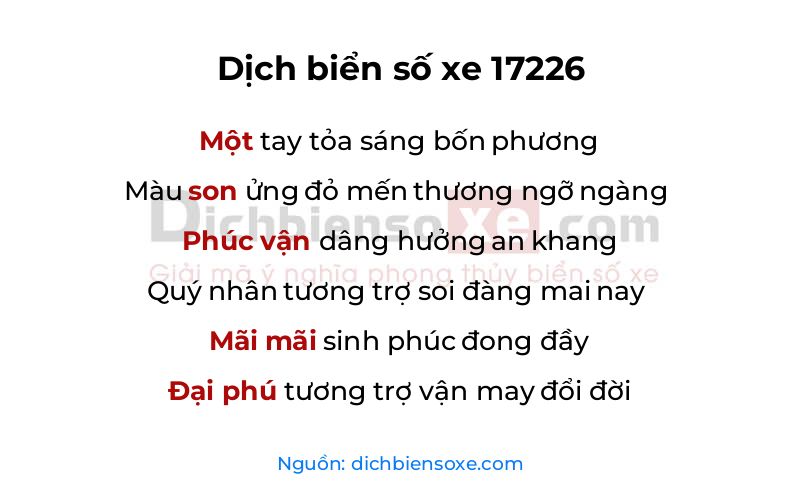 Dịch thơ biển số 17226