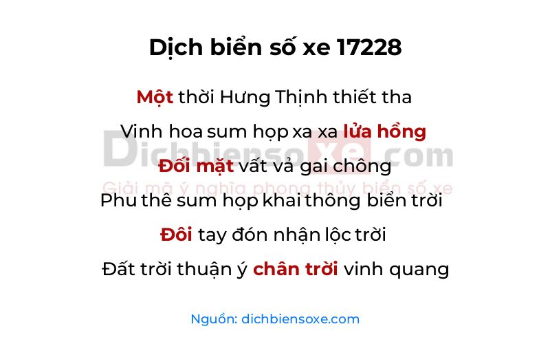 Dịch thơ biển số 17228