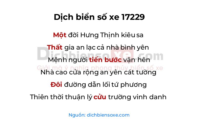 Dịch thơ biển số 17229