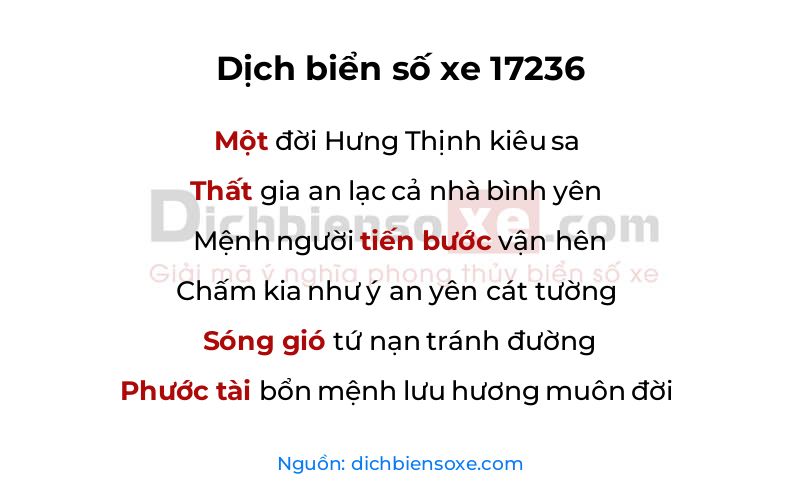 Dịch thơ biển số 17236