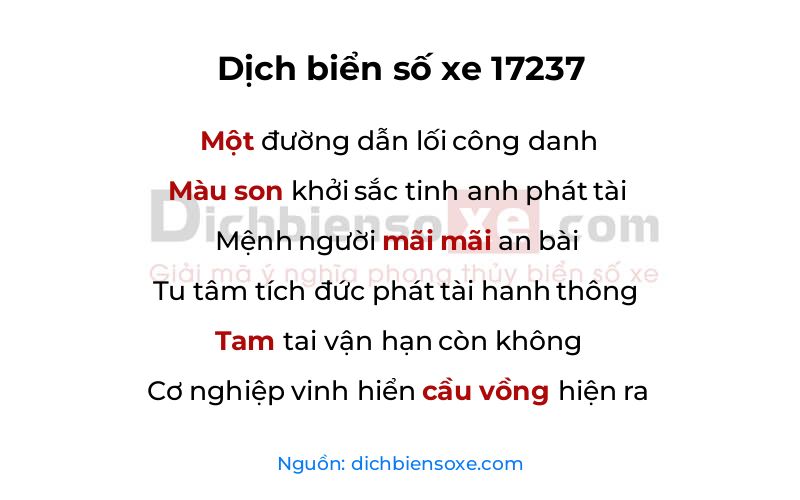 Dịch thơ biển số 17237