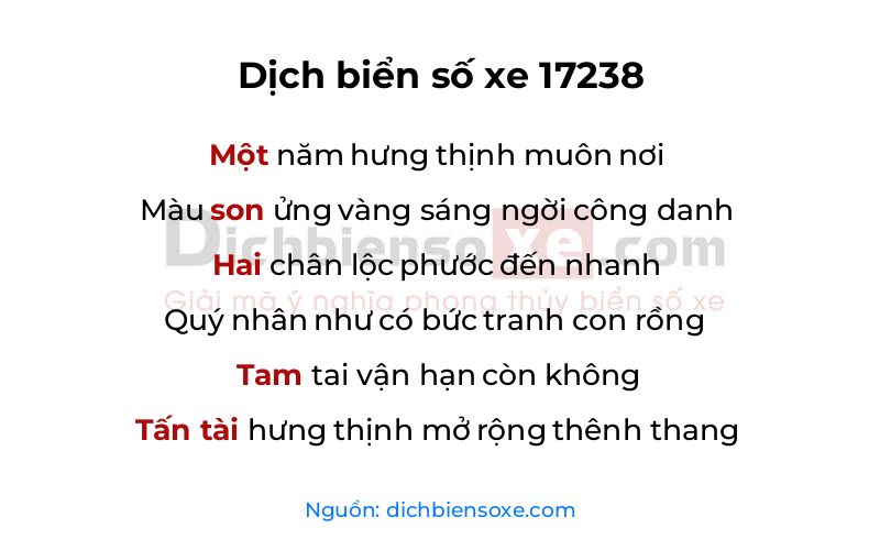 Dịch thơ biển số 17238