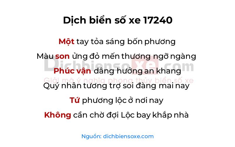 Dịch thơ biển số 17240