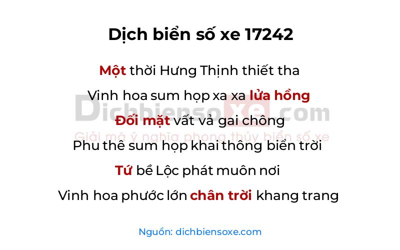 Dịch thơ biển số 17242