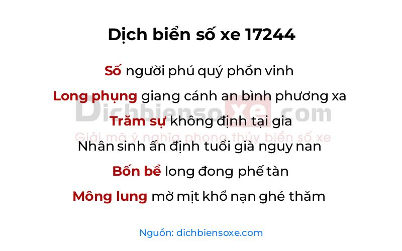 Dịch thơ biển số 17244