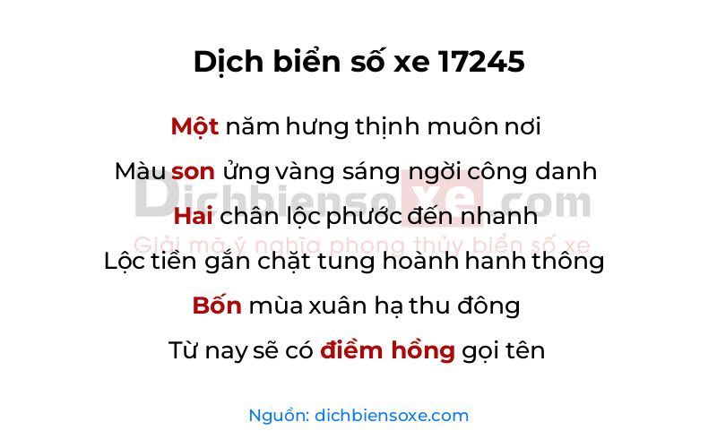Dịch thơ biển số 17245