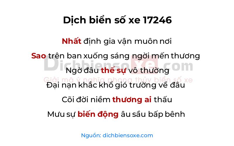 Dịch thơ biển số 17246