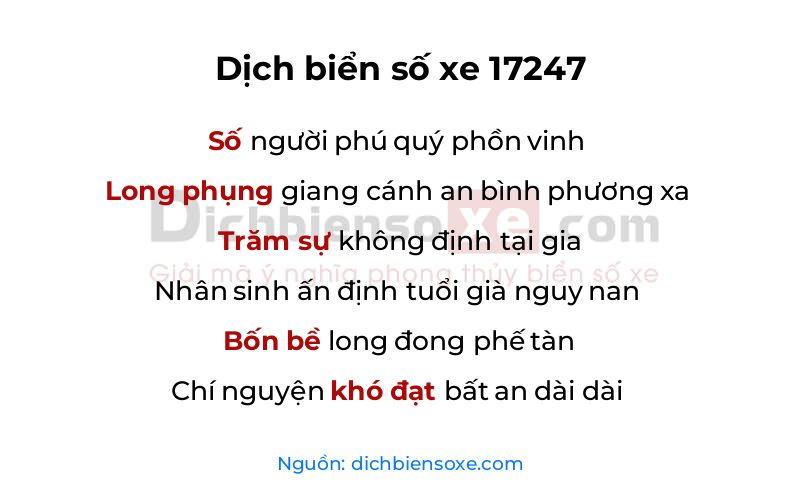 Dịch thơ biển số 17247