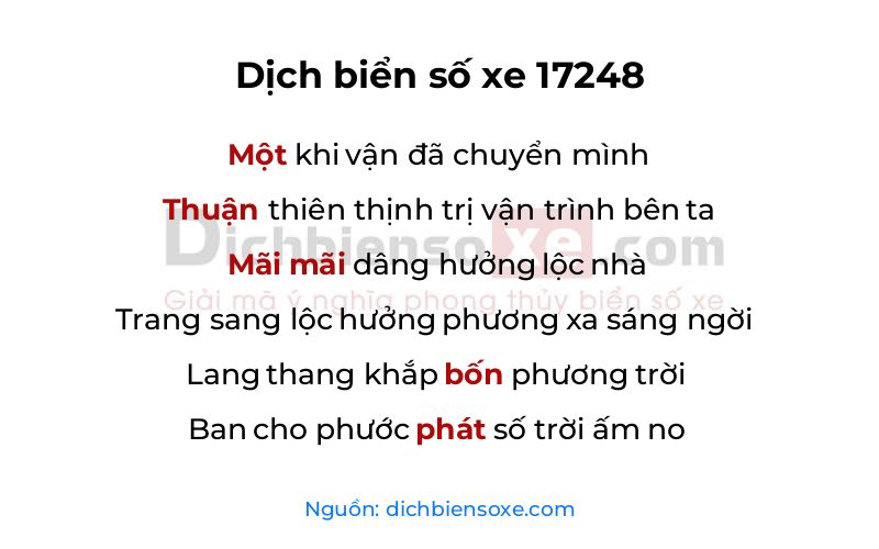Dịch thơ biển số 17248