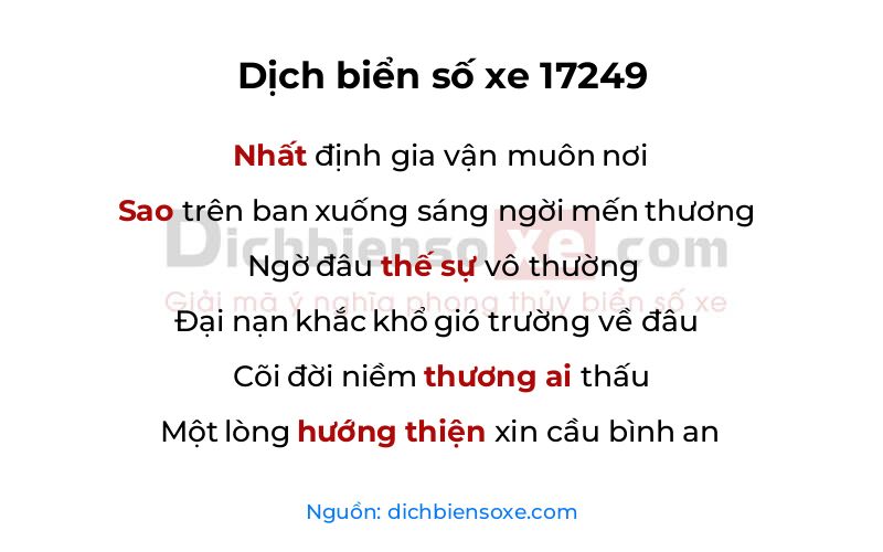 Dịch thơ biển số 17249