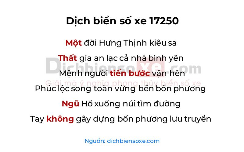 Dịch thơ biển số 17250