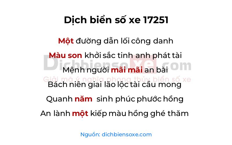 Dịch thơ biển số 17251