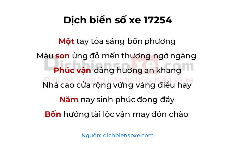 Dịch thơ biển số 17254