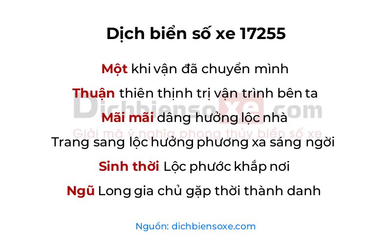 Dịch thơ biển số 17255