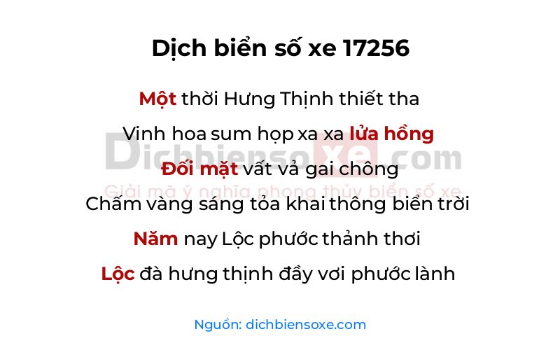 Dịch thơ biển số 17256