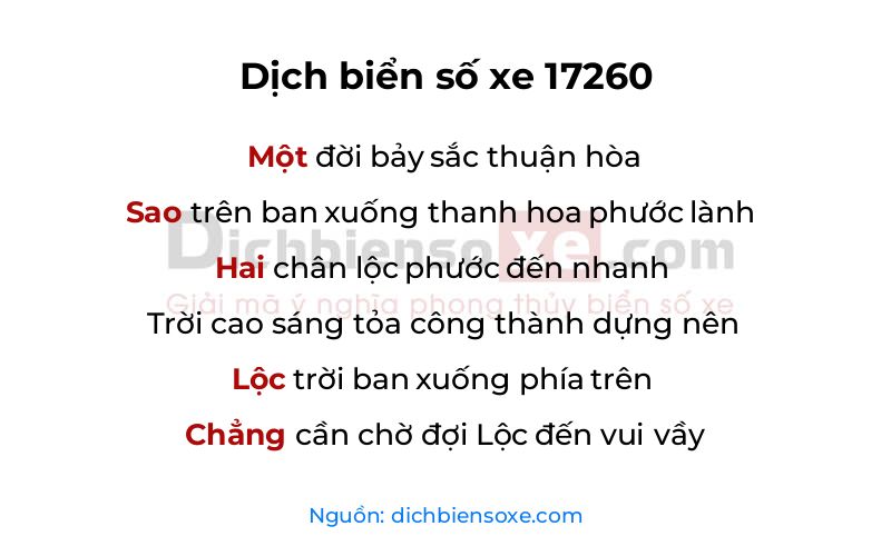 Dịch thơ biển số 17260
