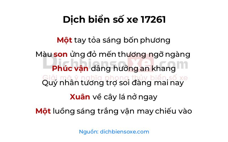 Dịch thơ biển số 17261