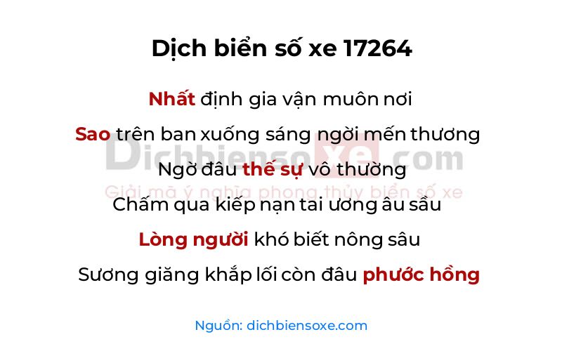 Dịch thơ biển số 17264