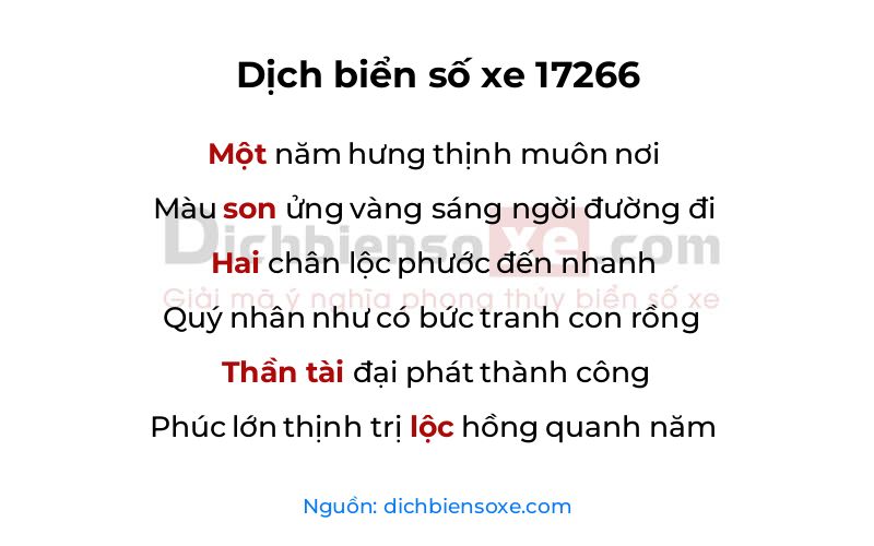 Dịch thơ biển số 17266