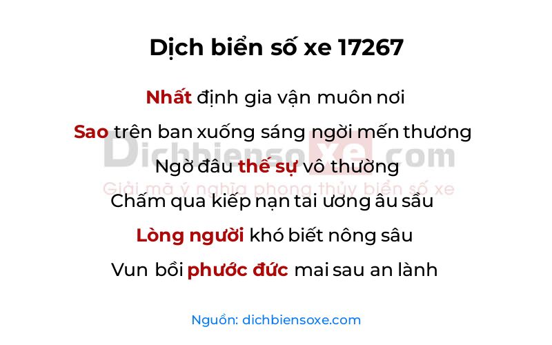 Dịch thơ biển số 17267