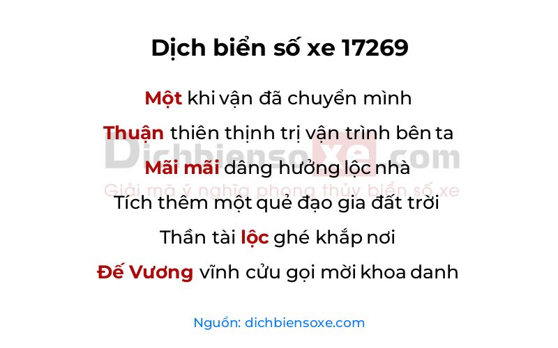 Dịch thơ biển số 17269