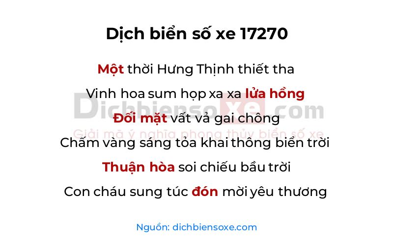 Dịch thơ biển số 17270