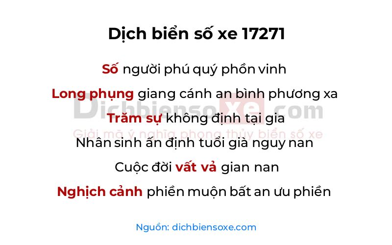 Dịch thơ biển số 17271