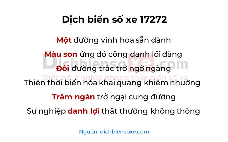 Dịch thơ biển số 17272