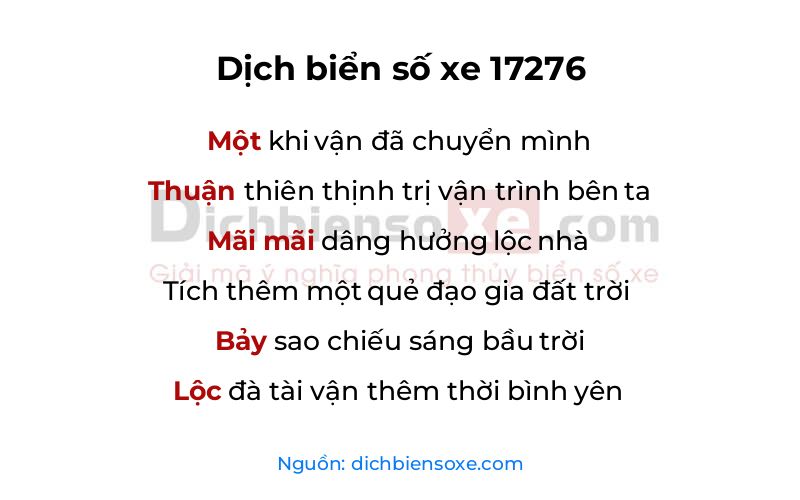 Dịch thơ biển số 17276
