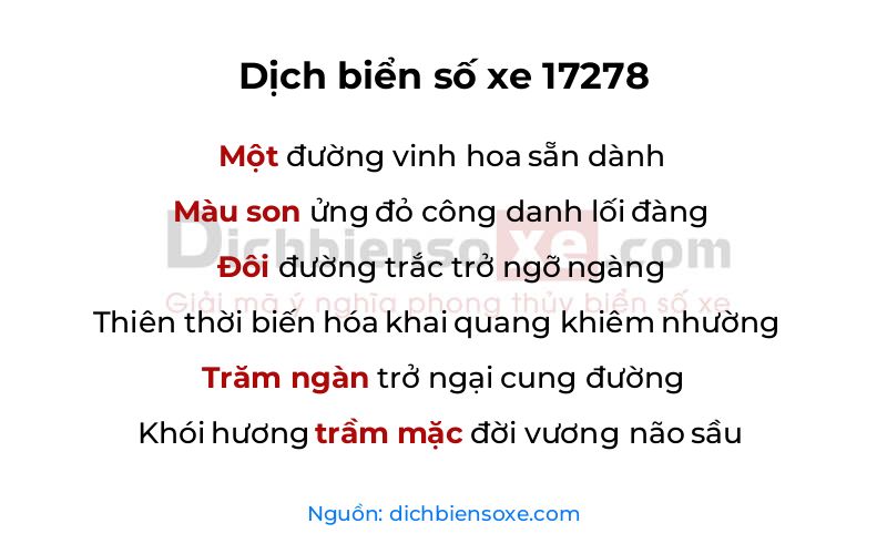 Dịch thơ biển số 17278