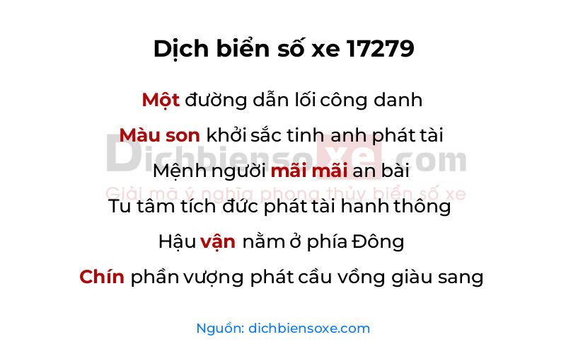 Dịch thơ biển số 17279