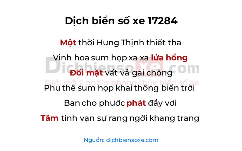Dịch thơ biển số 17284