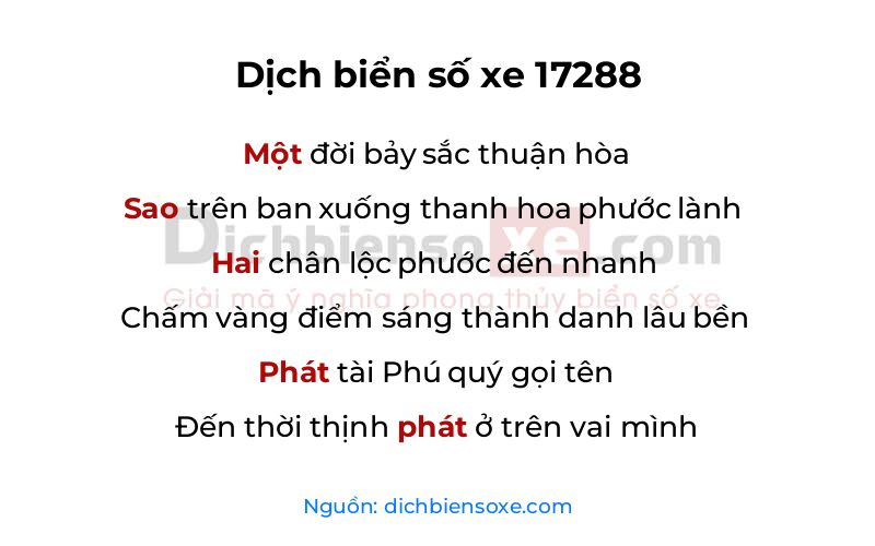 Dịch thơ biển số 17288