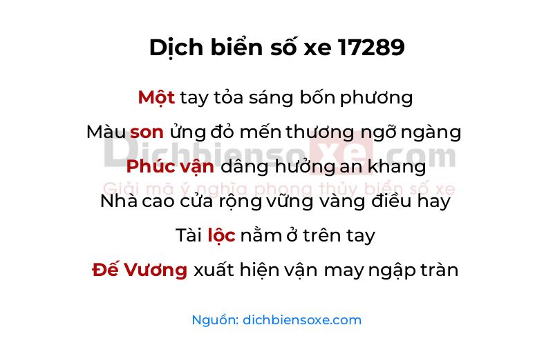 Dịch thơ biển số 17289
