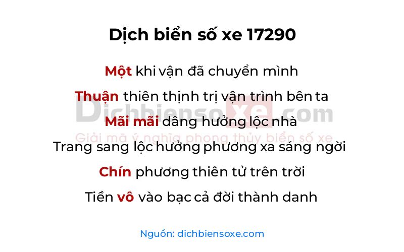 Dịch thơ biển số 17290