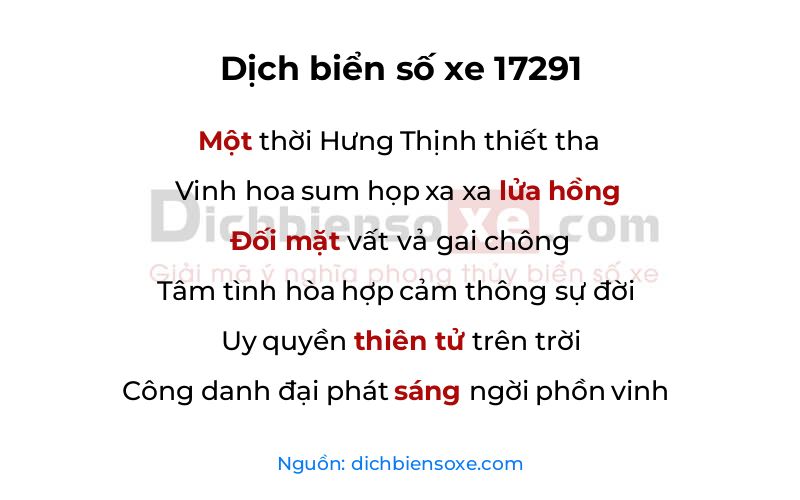 Dịch thơ biển số 17291