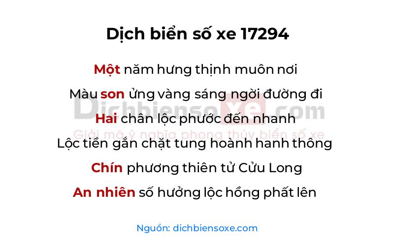 Dịch thơ biển số 17294