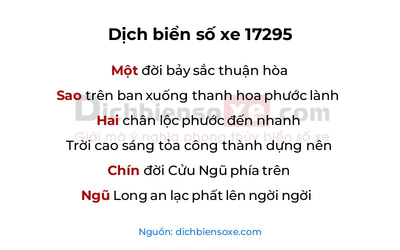 Dịch thơ biển số 17295