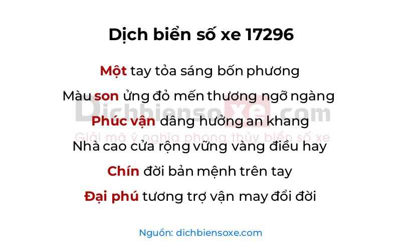 Dịch thơ biển số 17296