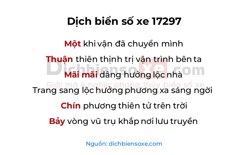 Dịch thơ biển số 17297